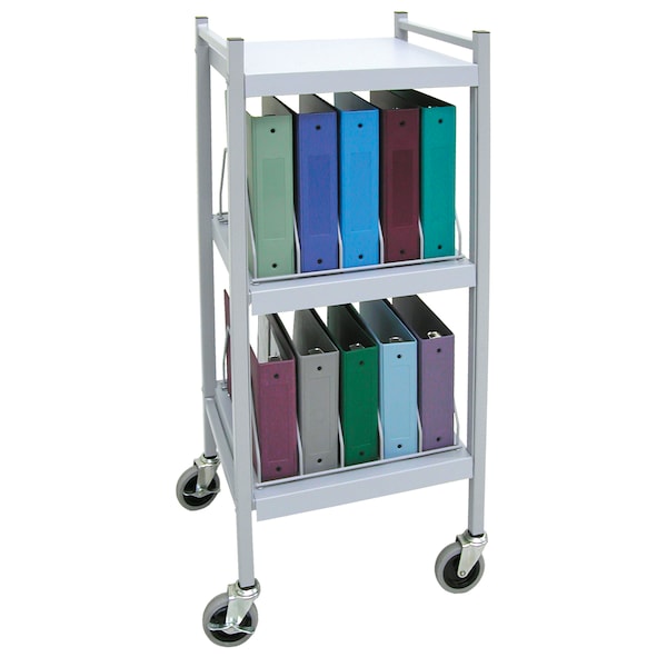 Omnimed Mobile Mini Open Binder/Chart Rack Strg System 3 Shelves 10 Binder Cap 260013-LG - main